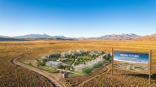 Vista aérea de un desarrollo habitacional para casas