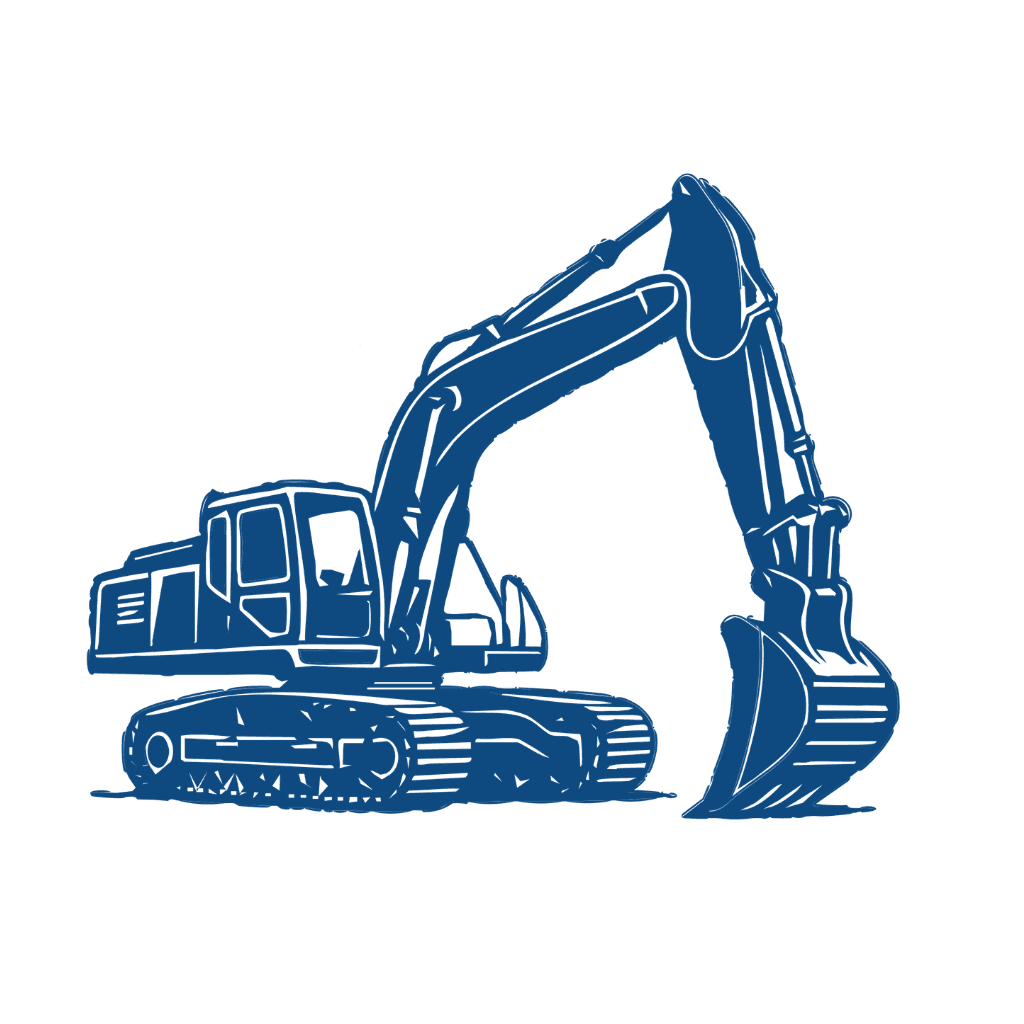 Ilustración de un tractor azul sobre fondo blanco